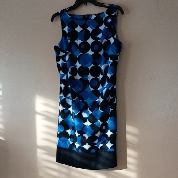 AB Studio Dresses & Skirts - AB Studio Blue and Black Circle Print Midi Dress